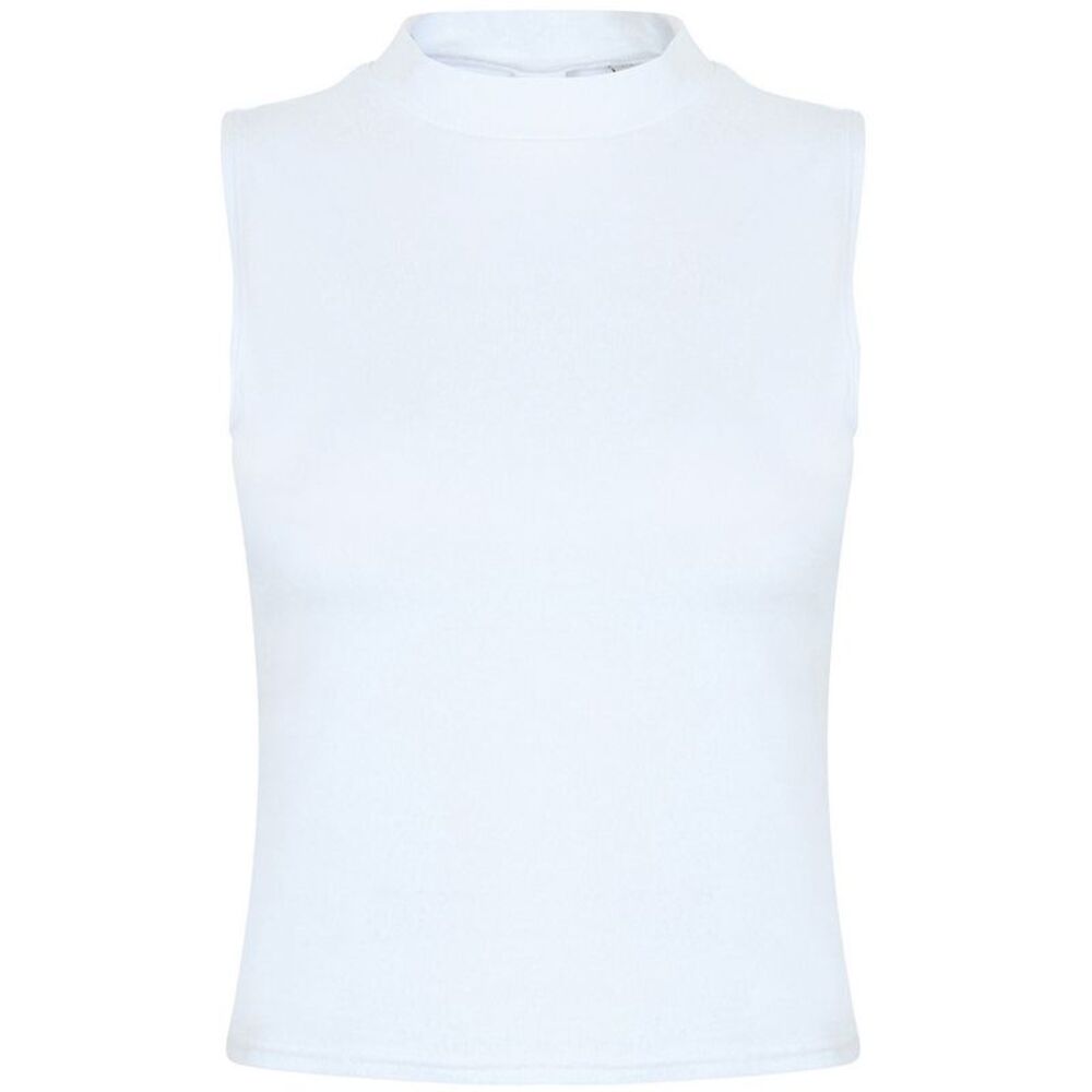 SF Womens/Ladies High-Neck Tank Top / White